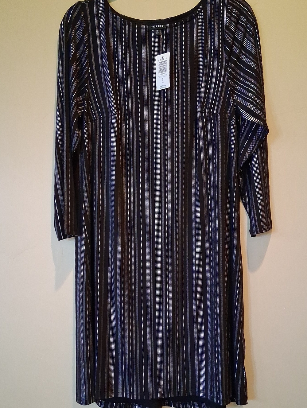 torrid Black and Silver Studded Stripe Long Sleeve Dress